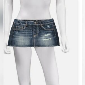 AMERICAN Eagle distressed Button fly Denim Mini Skirt